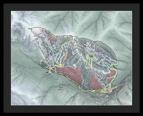 Taos Ski Trail Map - Framed Print - Powderaddicts