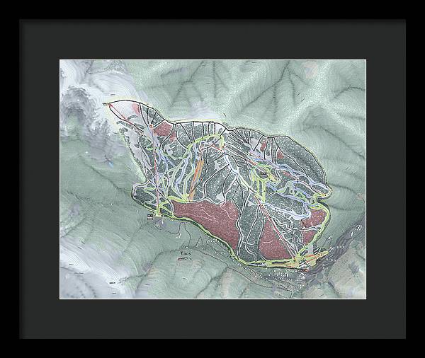 Taos Ski Trail Map - Framed Print - Powderaddicts
