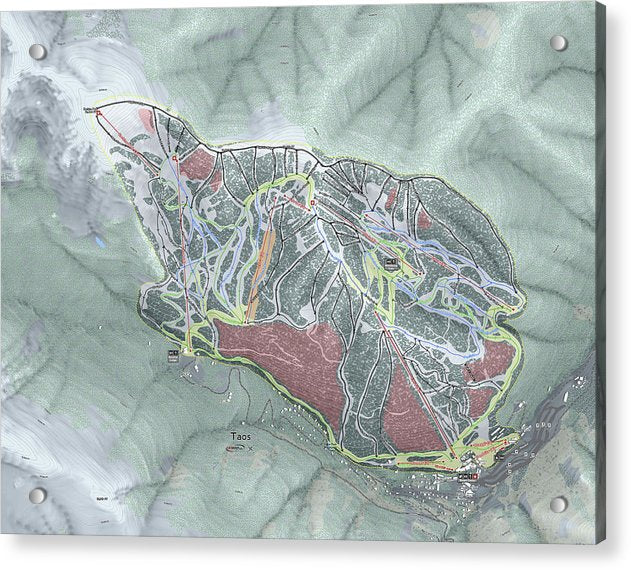 Taos Ski Trail Map - Acrylic Print - Powderaddicts