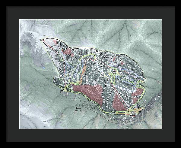 Taos Ski Trail Map - Framed Print - Powderaddicts