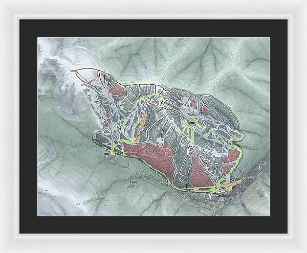 Taos Ski Trail Map - Framed Print - Powderaddicts