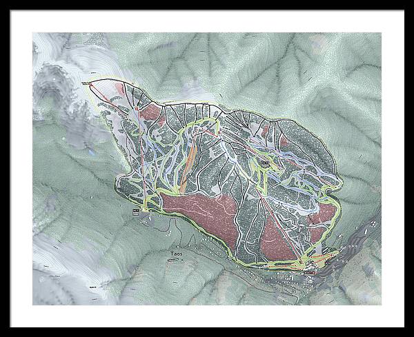Taos Ski Trail Map - Framed Print - Powderaddicts