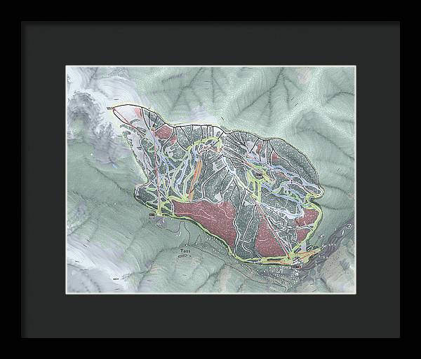 Taos Ski Trail Map - Framed Print - Powderaddicts