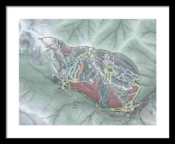 Taos Ski Trail Map - Framed Print - Powderaddicts