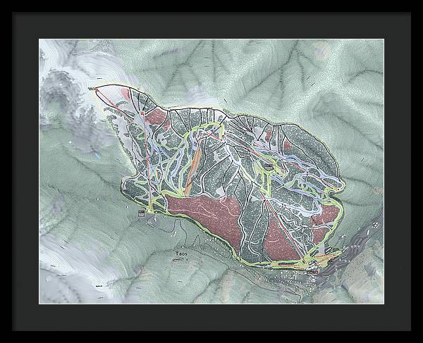 Taos Ski Trail Map - Framed Print - Powderaddicts