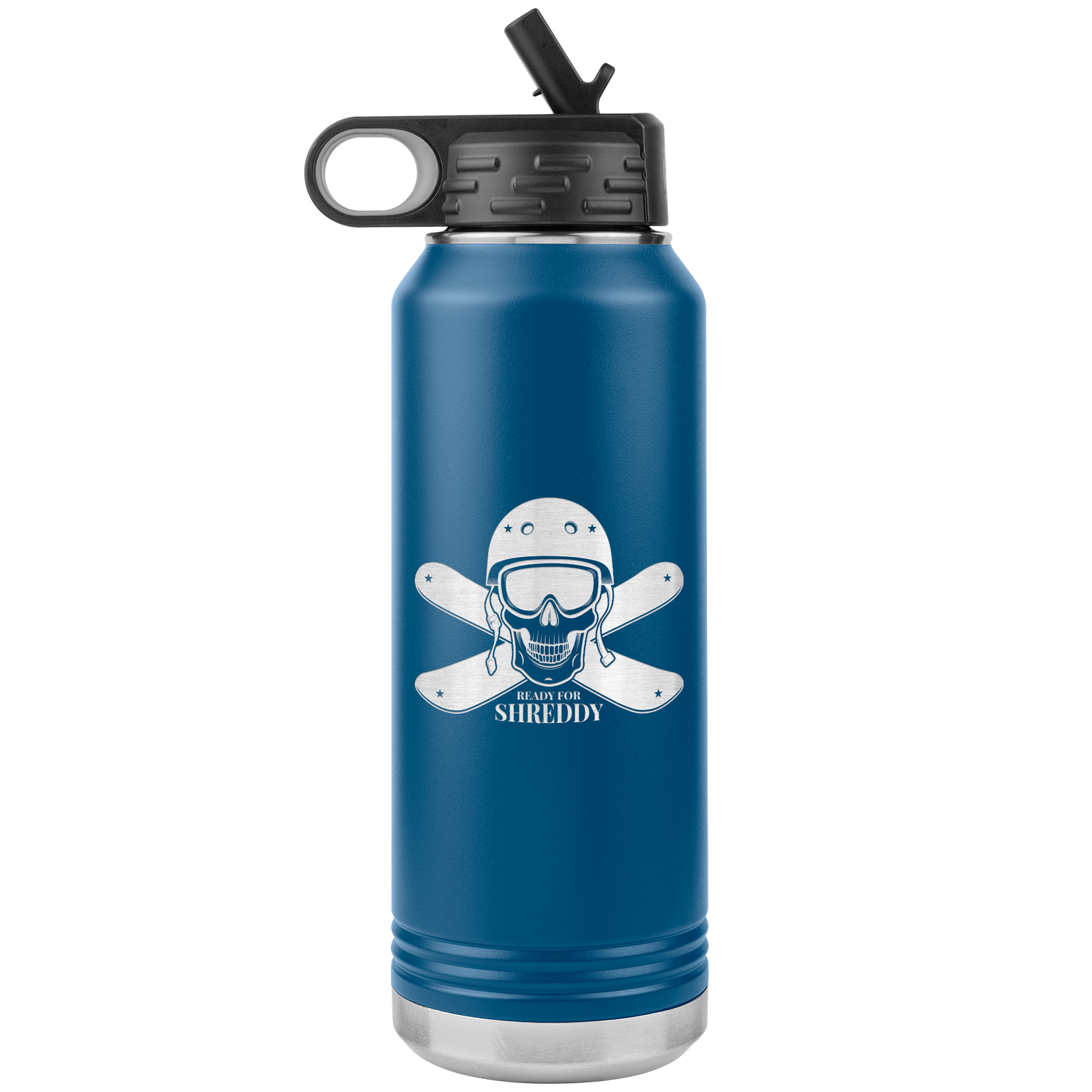 Ready For Shreddy Skeleton Skis 32oz Water Bottle Tumbler - Powderaddicts