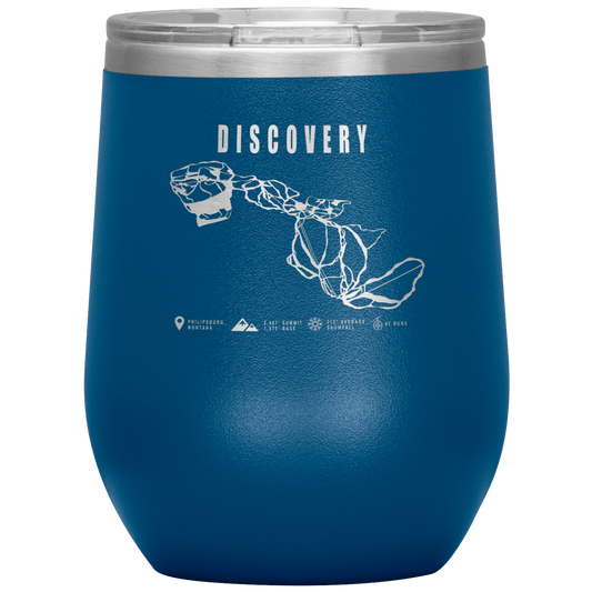 Discovery Montana Ski Trail Map Wine 12oz Tumbler - Powderaddicts