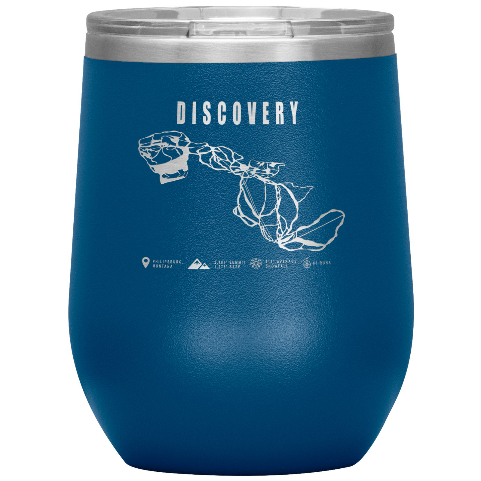 Discovery Montana Ski Trail Map Wine 12oz Tumbler - Powderaddicts