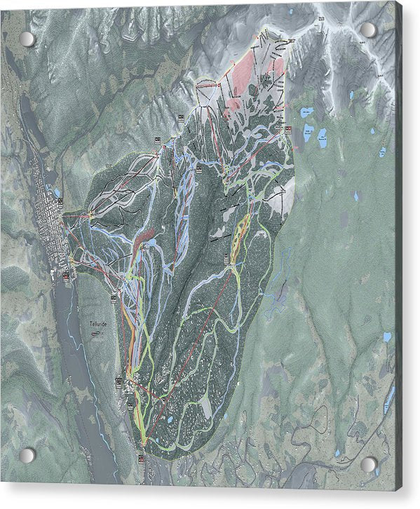 Telluride Ski Trail Map - Acrylic Print - Powderaddicts