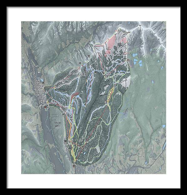 Telluride Ski Trail Map - Framed Print - Powderaddicts