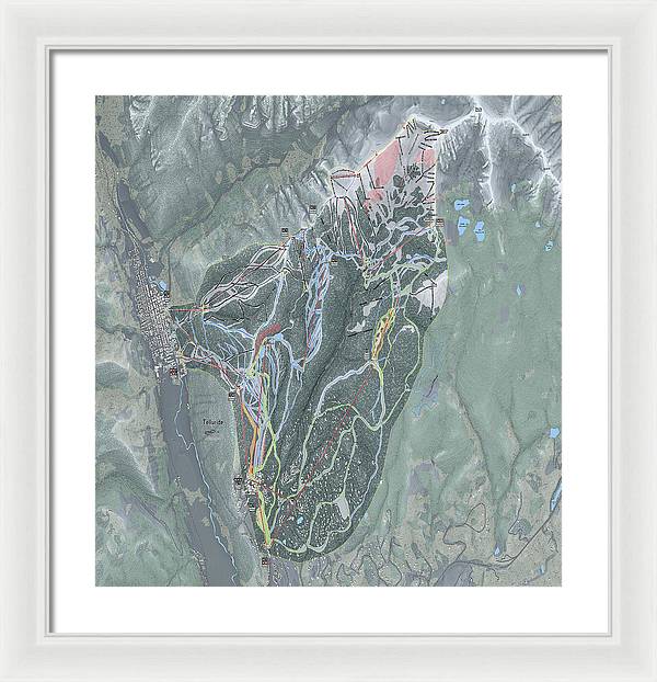 Telluride Ski Trail Map - Framed Print - Powderaddicts