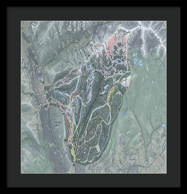 Telluride Ski Trail Map - Framed Print - Powderaddicts