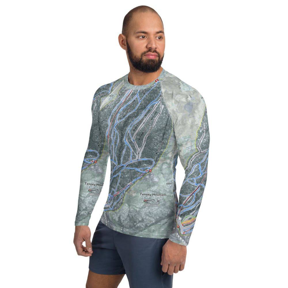 Tenney Mountain, New Hampshire Ski Trail Map Men's Base Layer Top - Powderaddicts