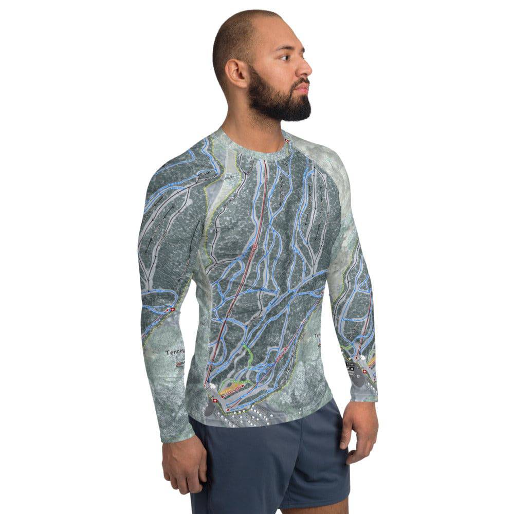 Tenney Mountain, New Hampshire Ski Trail Map Men's Base Layer Top - Powderaddicts