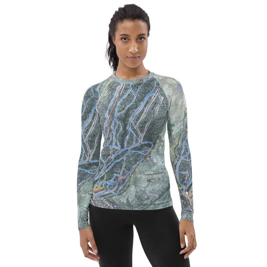 Tenney Mountain, New Hampshire Ski Trail Map Women's Base Layer Top - Powderaddicts