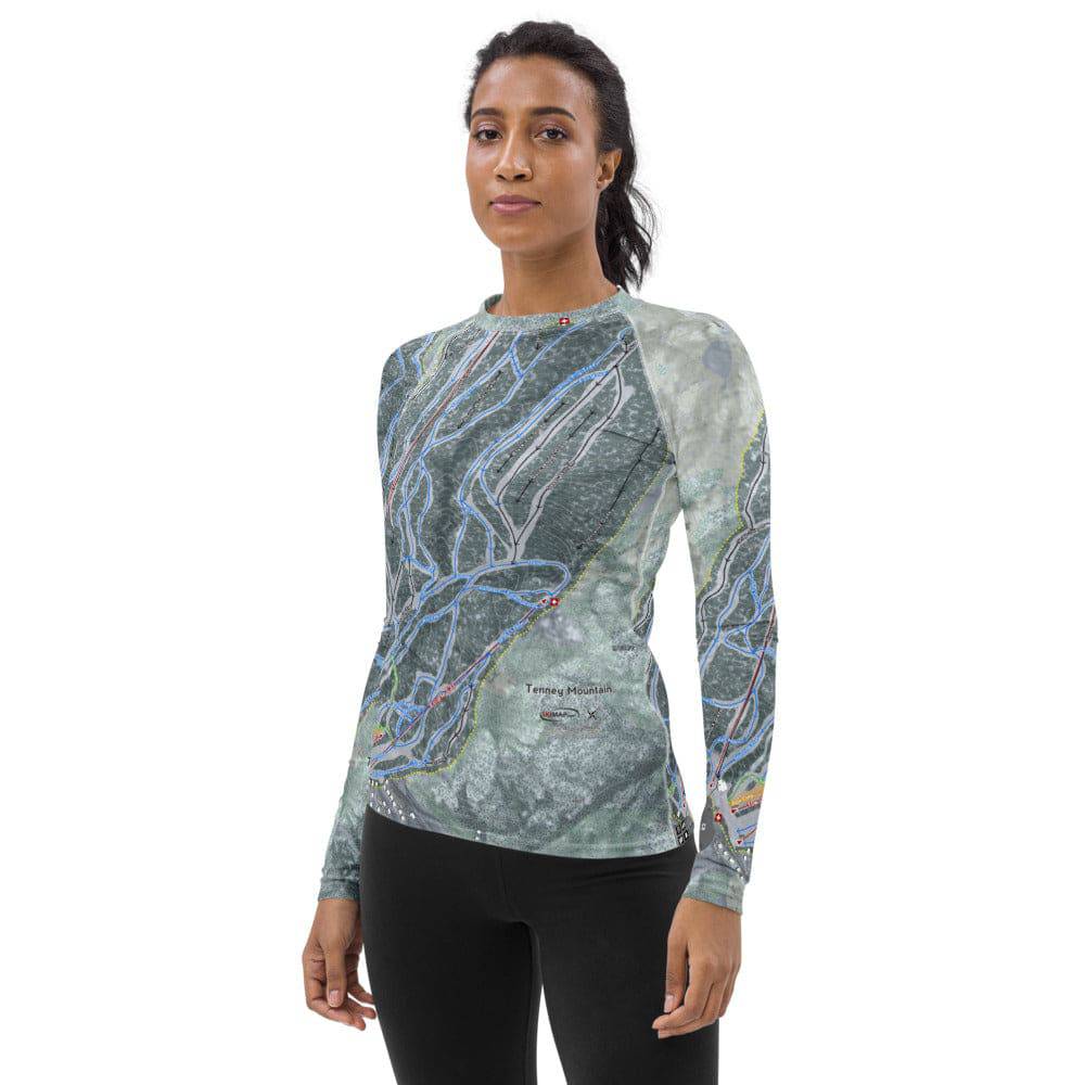 Tenney Mountain, New Hampshire Ski Trail Map Women's Base Layer Top - Powderaddicts