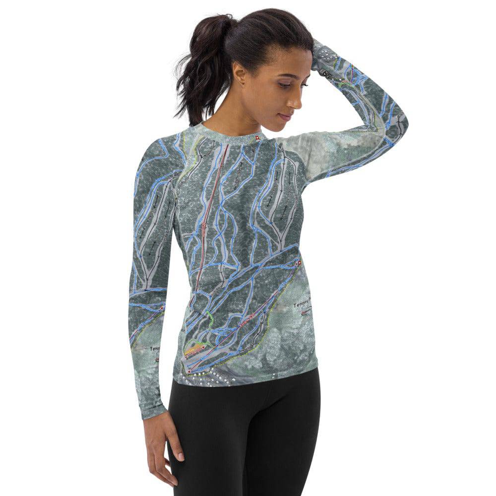 Tenney Mountain, New Hampshire Ski Trail Map Women's Base Layer Top - Powderaddicts