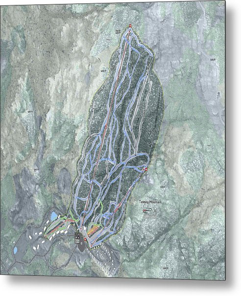 Tenney Mountain Ski Trail Map - Metal Print - Powderaddicts