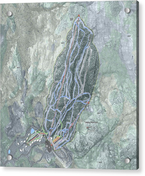 Tenney Mountain Ski Trail Map - Acrylic Print - Powderaddicts