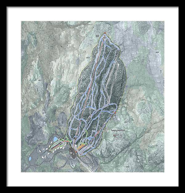 Tenney Mountain Ski Trail Map - Framed Print - Powderaddicts