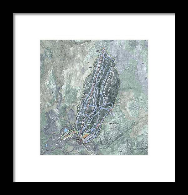 Tenney Mountain Ski Trail Map - Framed Print - Powderaddicts