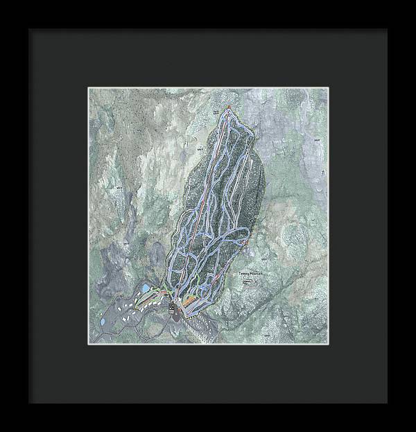 Tenney Mountain Ski Trail Map - Framed Print - Powderaddicts