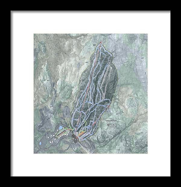 Tenney Mountain Ski Trail Map - Framed Print - Powderaddicts