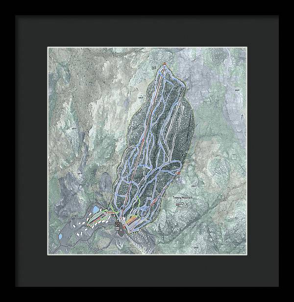 Tenney Mountain Ski Trail Map - Framed Print - Powderaddicts