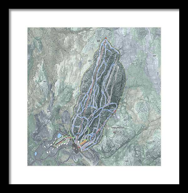 Tenney Mountain Ski Trail Map - Framed Print - Powderaddicts