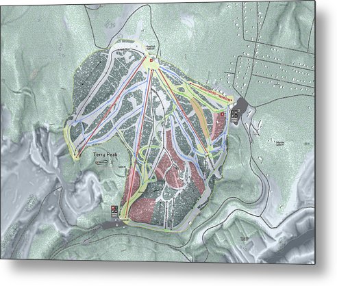 Terry Peak Ski Trail Map - Metal Print - Powderaddicts