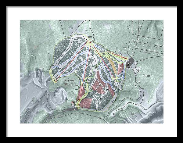 Terry Peak Ski Trail Map - Framed Print - Powderaddicts