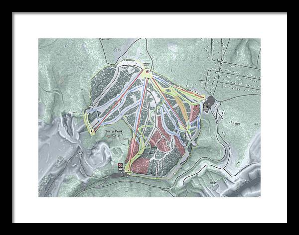 Terry Peak Ski Trail Map - Framed Print - Powderaddicts