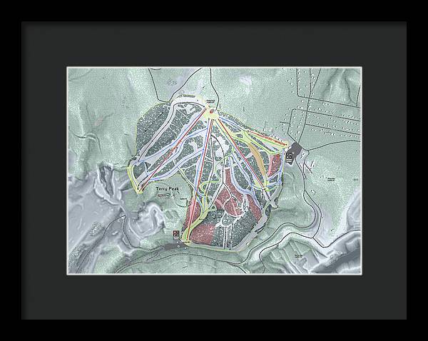 Terry Peak Ski Trail Map - Framed Print - Powderaddicts