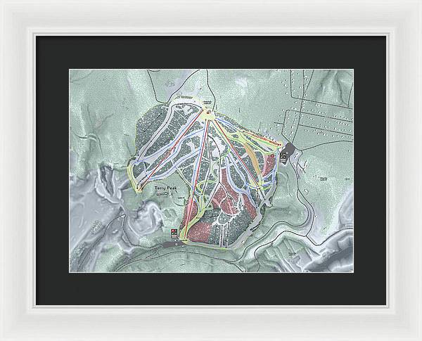Terry Peak Ski Trail Map - Framed Print - Powderaddicts