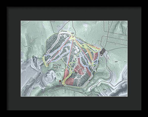 Terry Peak Ski Trail Map - Framed Print - Powderaddicts