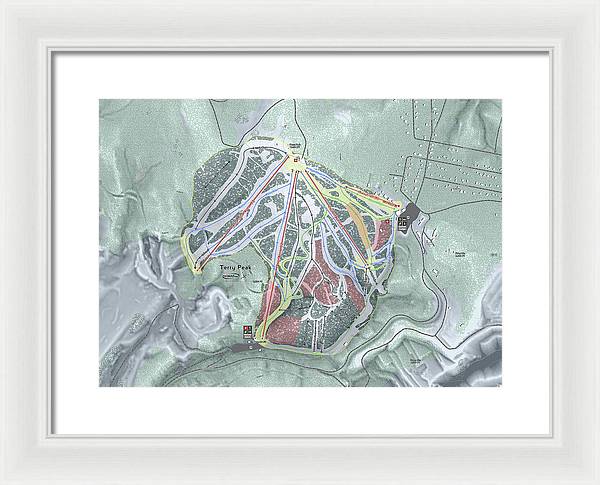 Terry Peak Ski Trail Map - Framed Print - Powderaddicts