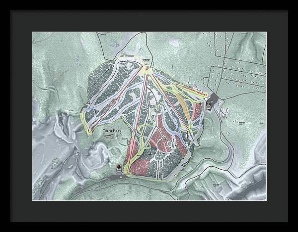 Terry Peak Ski Trail Map - Framed Print - Powderaddicts
