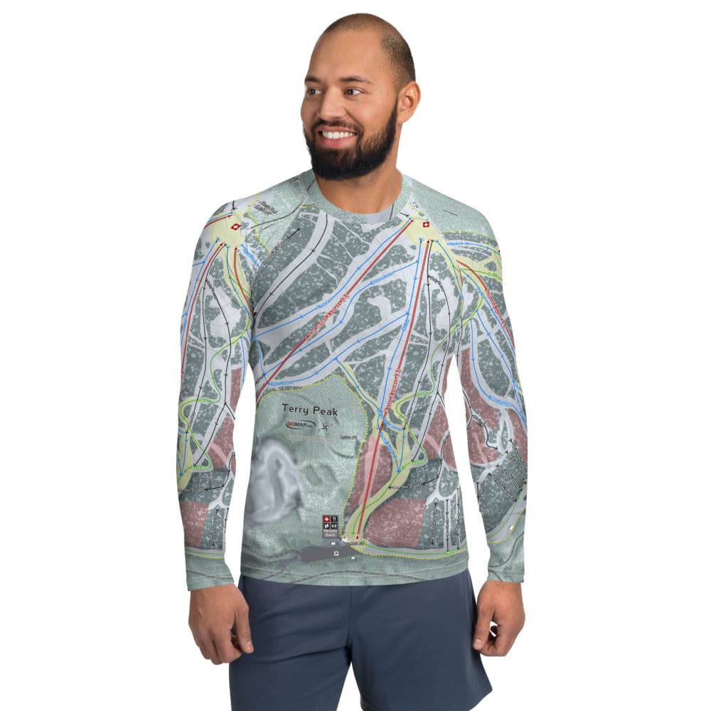 Terry Peak, South Dakota Ski Trail Map  Men's Base Layer Top - Powderaddicts