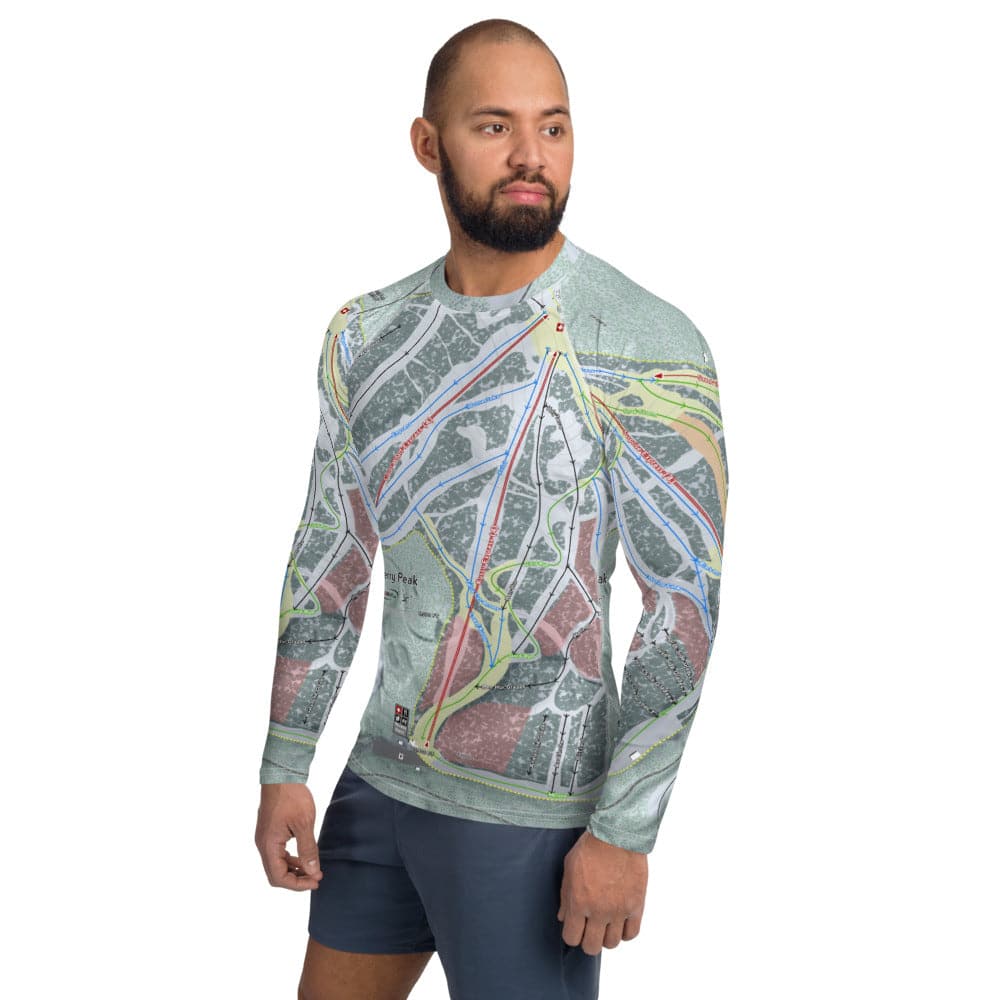 Terry Peak, South Dakota Ski Trail Map  Men's Base Layer Top - Powderaddicts