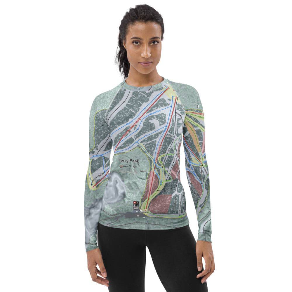 Terry Peak, South Dakota Ski Trail Map Women's Base Layer Top