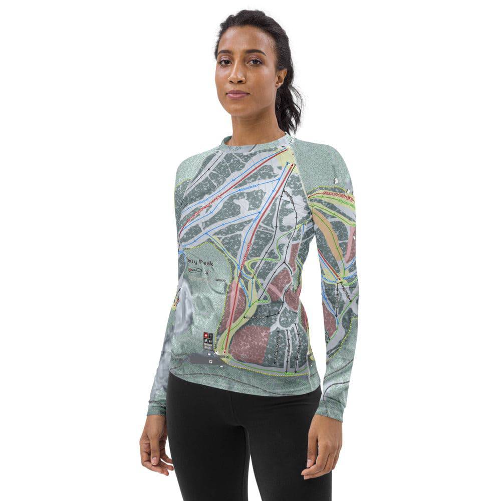 Terry Peak, South Dakota Ski Trail Map Women&#39;s Base Layer Top - Powderaddicts