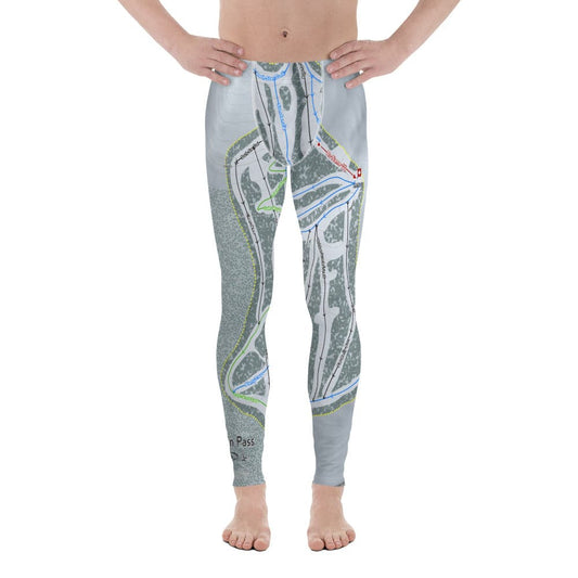 Teton Pass, Montana Ski Trail Map Men's Base Layer Bottom - Powderaddicts