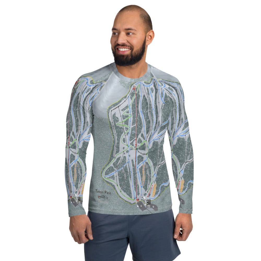 Teton Pass, Montana Ski Trail Map Men's Base Layer Top
