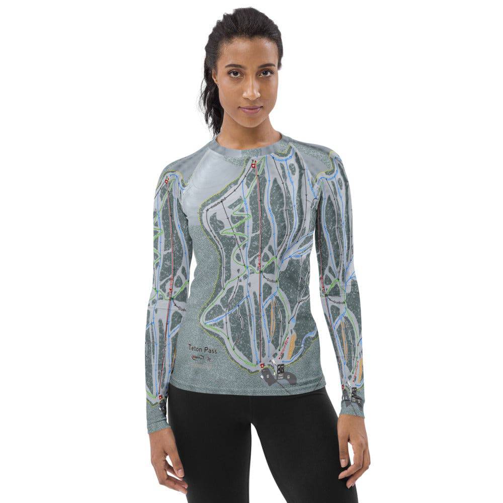 Teton Pass, Montana Ski Trail Map Women's Base Layer Top