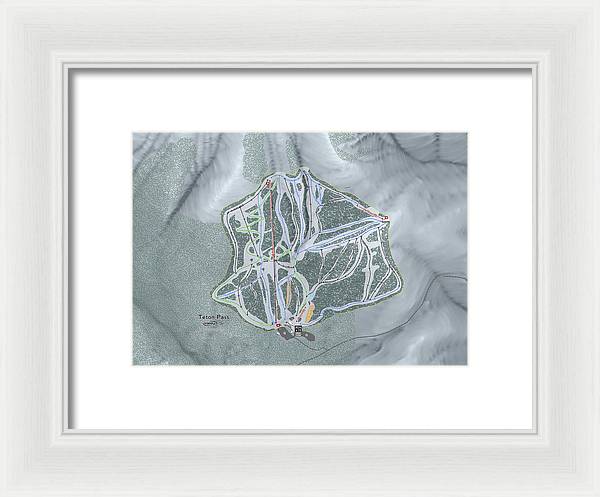 Teton Pass Ski Trail Map - Framed Print - Powderaddicts