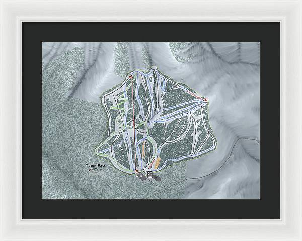 Teton Pass Ski Trail Map - Framed Print - Powderaddicts