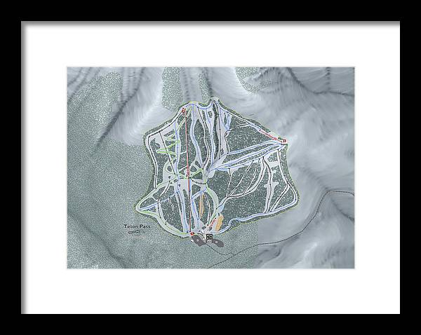 Teton Pass Ski Trail Map - Framed Print - Powderaddicts