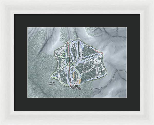 Teton Pass Ski Trail Map - Framed Print - Powderaddicts