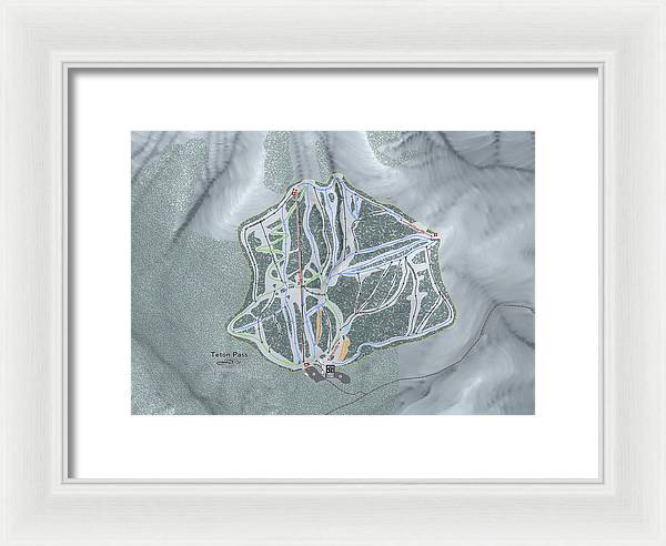 Teton Pass Ski Trail Map - Framed Print - Powderaddicts