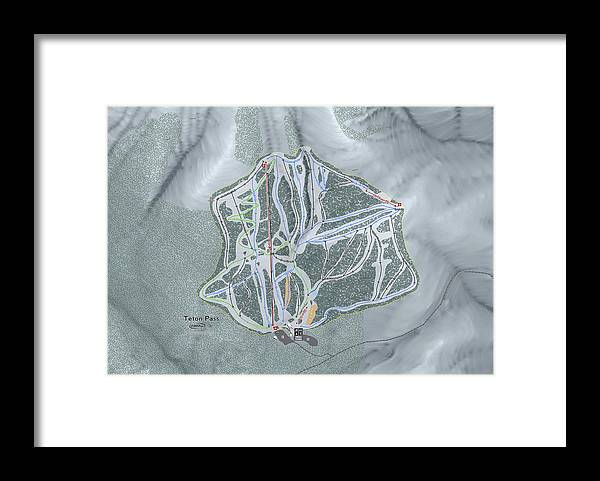 Teton Pass Ski Trail Map - Framed Print - Powderaddicts